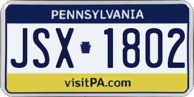 PA license plate JSX1802
