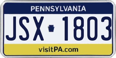 PA license plate JSX1803