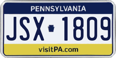PA license plate JSX1809