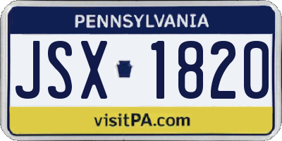 PA license plate JSX1820