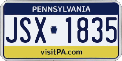 PA license plate JSX1835