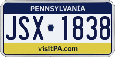 PA license plate JSX1838