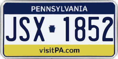 PA license plate JSX1852