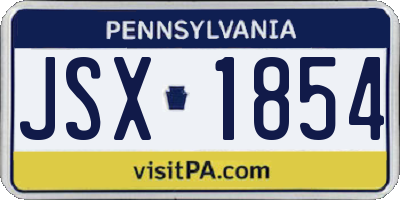 PA license plate JSX1854