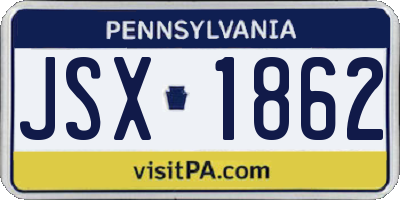 PA license plate JSX1862