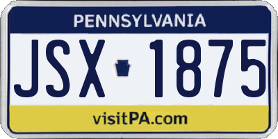 PA license plate JSX1875