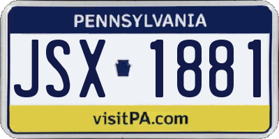PA license plate JSX1881