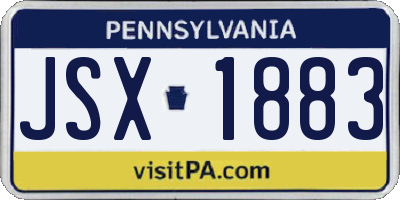 PA license plate JSX1883