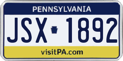 PA license plate JSX1892