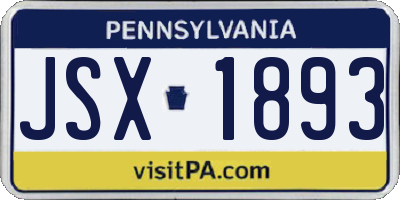 PA license plate JSX1893