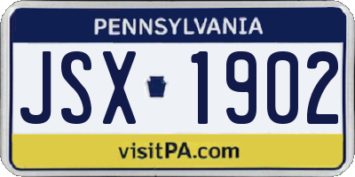 PA license plate JSX1902