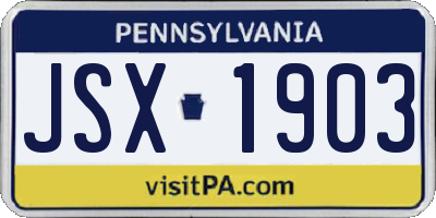 PA license plate JSX1903