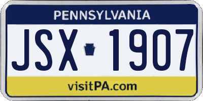 PA license plate JSX1907