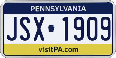 PA license plate JSX1909