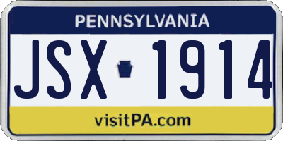 PA license plate JSX1914