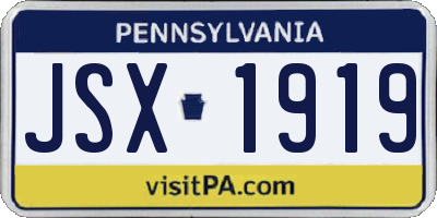 PA license plate JSX1919