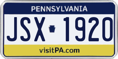 PA license plate JSX1920