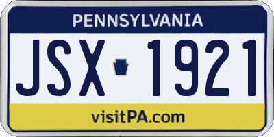 PA license plate JSX1921