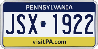 PA license plate JSX1922
