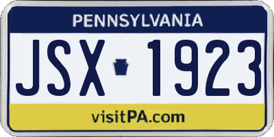 PA license plate JSX1923