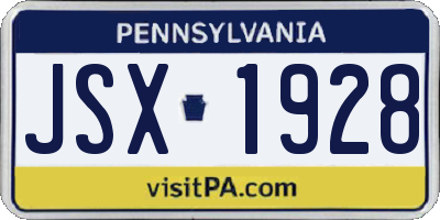 PA license plate JSX1928