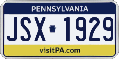 PA license plate JSX1929