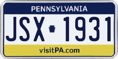 PA license plate JSX1931