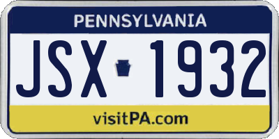 PA license plate JSX1932