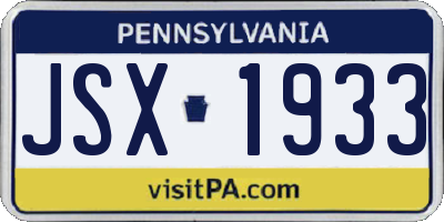 PA license plate JSX1933