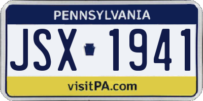 PA license plate JSX1941