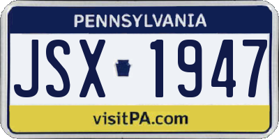 PA license plate JSX1947
