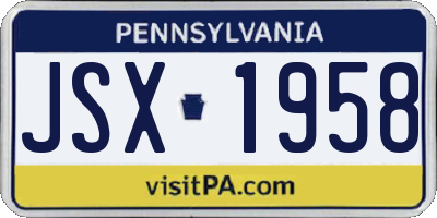 PA license plate JSX1958