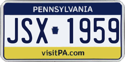 PA license plate JSX1959