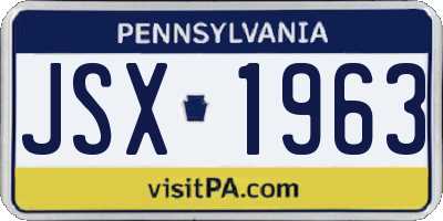 PA license plate JSX1963