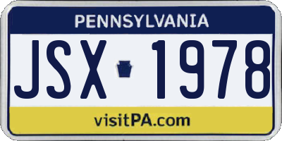 PA license plate JSX1978
