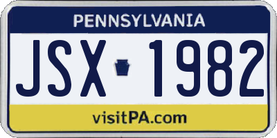PA license plate JSX1982
