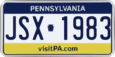 PA license plate JSX1983