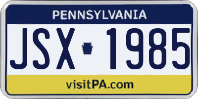 PA license plate JSX1985