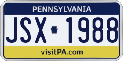 PA license plate JSX1988