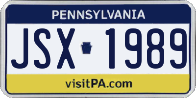 PA license plate JSX1989