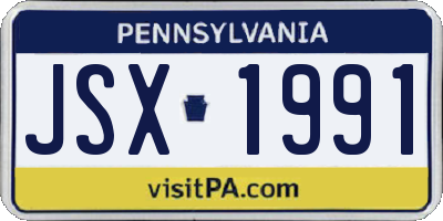 PA license plate JSX1991
