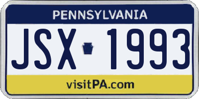 PA license plate JSX1993