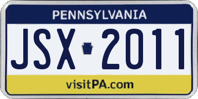 PA license plate JSX2011