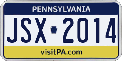 PA license plate JSX2014