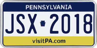 PA license plate JSX2018