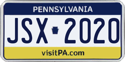 PA license plate JSX2020