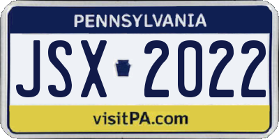 PA license plate JSX2022
