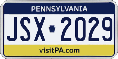 PA license plate JSX2029