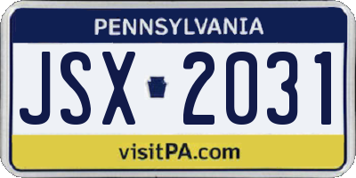 PA license plate JSX2031