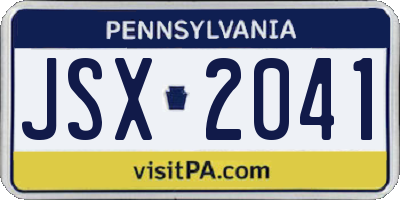 PA license plate JSX2041